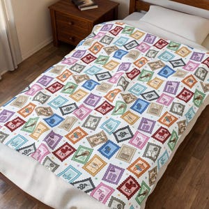Era Stamps Plush Velveteen Plush Blanket gift for Swift fan Pop Music Eras subtle swift merch TS gift for teen gift for her plush blanket image 9