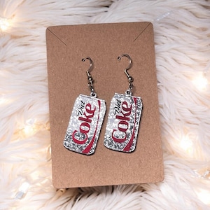 Soda Can earrings, Diet soda earrings, quirky earrings, novelty dangle earrings, cola can earrings, funky earrings, gift for friend, dr soda