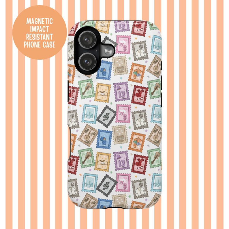 Eras Stamp Phone Case Music Era Collage iPhone-hoesje MagSafe-compatibele beschermende telefoonhoes cadeau voor Swift-fan Stempel collage telefoonhoesje afbeelding 1