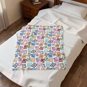 Era Stamps Plush Velveteen Plush Blanket gift for Swift fan Pop Music Eras subtle swift merch TS gift for teen gift for her plush blanket image 8