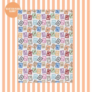 Era Stamps Plush Velveteen Plush Blanket gift for Swift fan Pop Music Eras subtle swift merch TS gift for teen gift for her plush blanket image 1