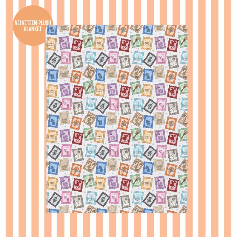 Era Stamps Plush Velveteen Plush Blanket gift for Swift fan Pop Music Eras subtle swift merch TS gift for teen gift for her plush blanket image 1