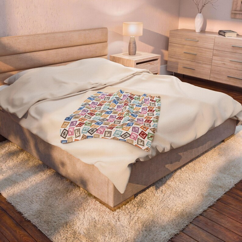 Era Stamps Plush Velveteen Plush Blanket gift for Swift fan Pop Music Eras subtle swift merch TS gift for teen gift for her plush blanket image 5