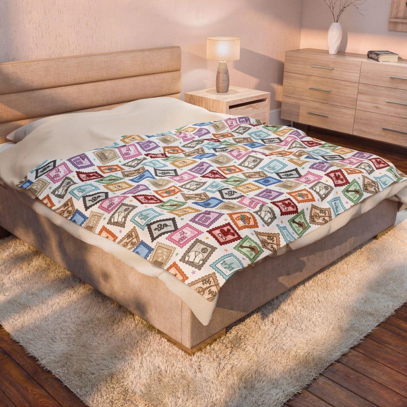Era Stamps Plush Velveteen Plush Blanket gift for Swift fan Pop Music Eras subtle swift merch TS gift for teen gift for her plush blanket image 7