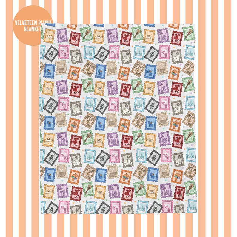 Era Stamps Plush Velveteen Plush Blanket gift for Swift fan Pop Music Eras subtle swift merch TS gift for teen gift for her plush blanket image 2