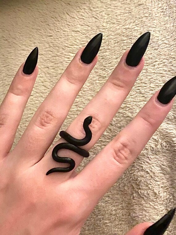 Black Snake Ring Wrap Around Ring Adjustable Ring Gothic Etsy