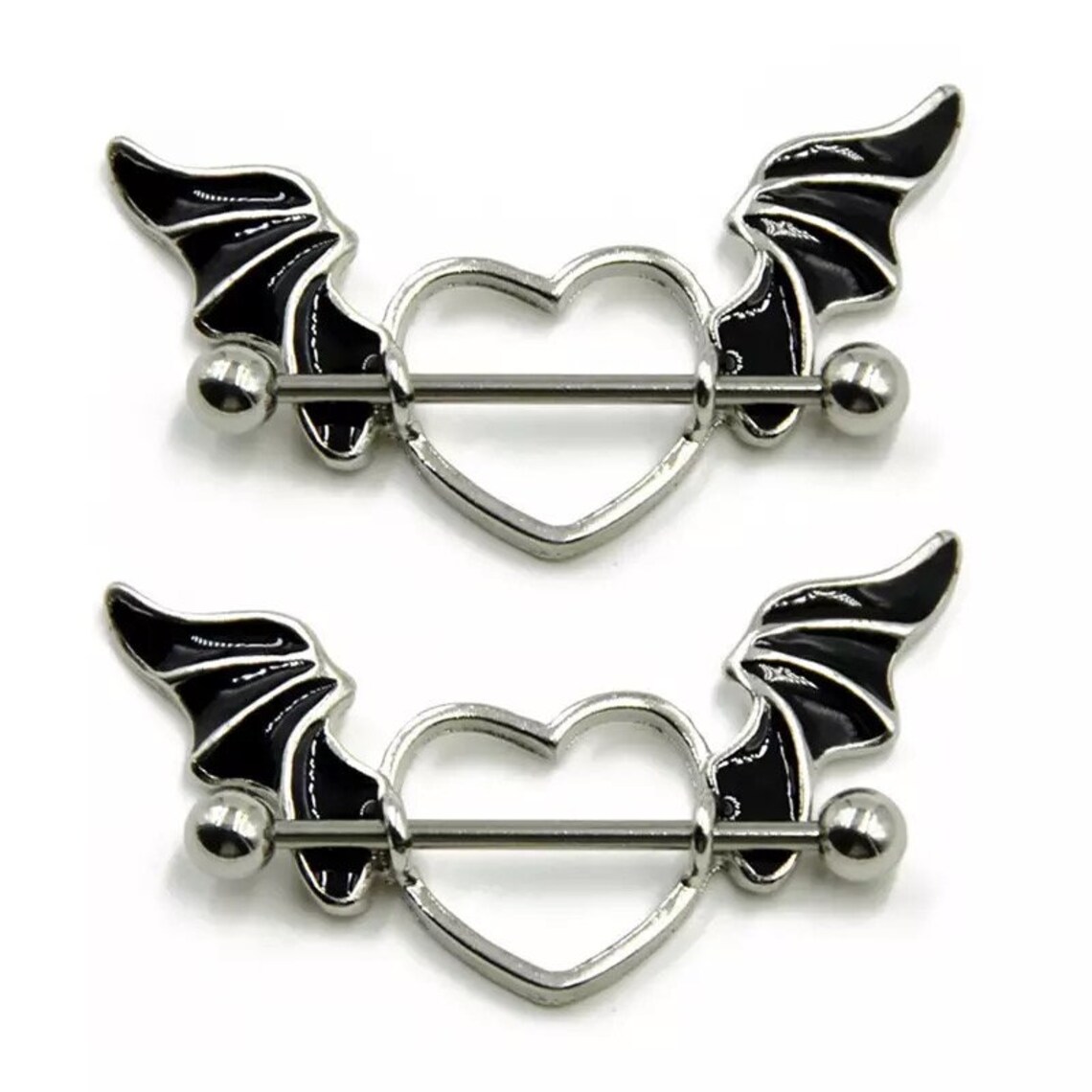 Gothic Nipple Ring Piercing Black Devil Heart Grunge Etsy