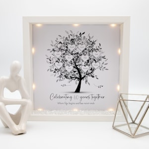 Cadeau personnalisé pour 60e anniversaire de mariage, impression personnalisée de cadre d'arbre généalogique, cadeau d'anniversaire de mariage diamant, cadeau de mariage