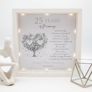 Personalised 25th wedding anniversary gift, Personalised Family tree frame print, silver wedding anniversary gift, wedding gift, couple gift