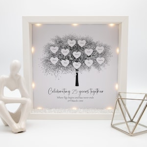 Personalised 25th wedding anniversary gift, Personalised Family tree frame print, silver wedding anniversary gift, wedding gift, couple gift