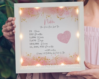 21st birthday gift for her, Personalised 21st birthday Frame gift, 21st Milestone birthday gift, Birthday gift for Daughter, Gifts for her