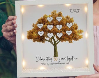 Personalised 50 Family tree frame - Mothers day, Family tree print, Gift for mum, gift for her, grandparents gift, Christmas frame, New home