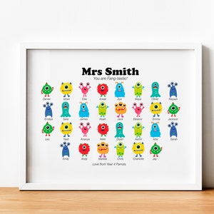 Teacher Monster Print, Teacher appreciation gift, unique teacher gift, Christmas class gift, Nursery teacher gift, End of term school gift