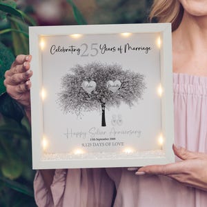 25th wedding anniversary gift, Family tree framed print gift, silver wedding anniversary gift, 25th wedding milestone gift, couples gift