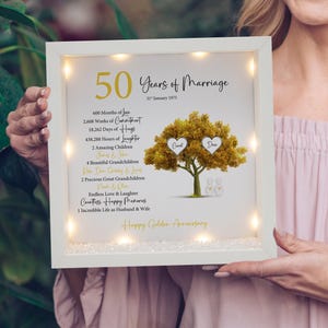 Personalised 50th wedding anniversary gift, Personalised Family tree frame print, golden wedding anniversary gift, wedding gift, couple gift