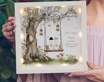 Personalised 50th wedding anniversary gift, Golden wedding anniversary gift for parents, 50th golden wedding anniversary gift, couple gift