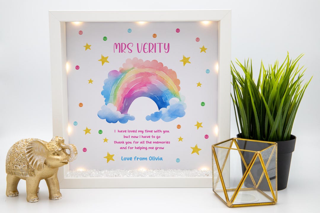 Personalised Thank You Teacher Gift, Teacher Rainbow Gift, Nursery ...