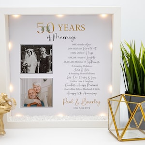 Then & Now Personalised 50th wedding anniversary gift, Family tree gift, golden wedding anniversary gift, Wedding anniversary milestone gift