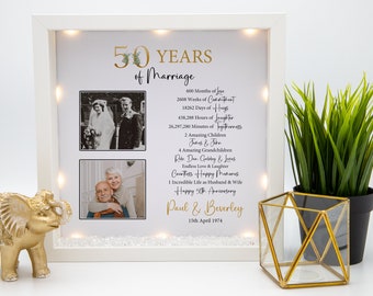 Then & Now Personalised 50th wedding anniversary gift, Family tree gift, golden wedding anniversary gift, Wedding anniversary milestone gift