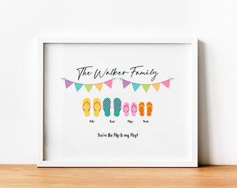 Personalised Flip Flop Family print, Flip flop frame, Flip flop family, Family Flip flop print, mothers day, Christmas gift, gifts for mum