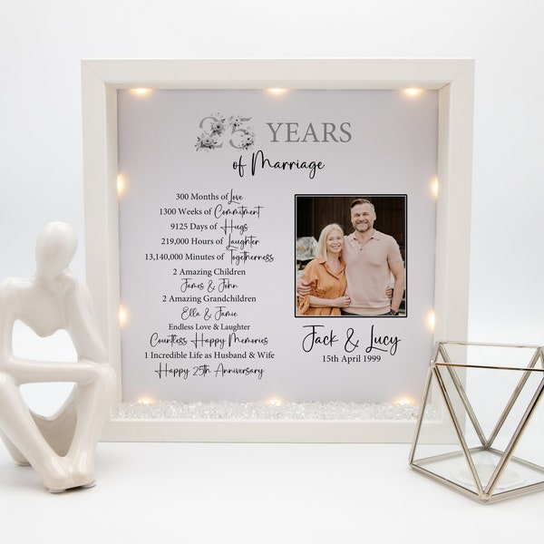 Handmade Personalised Silver Wedding Anniversary Card - 25th Anniversary Card - Just For Cards - View #3