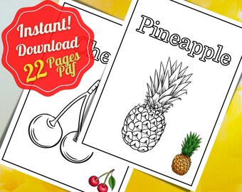 Download Fruit Coloring Book Etsy