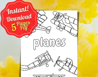 Download Plane Coloring Book Etsy