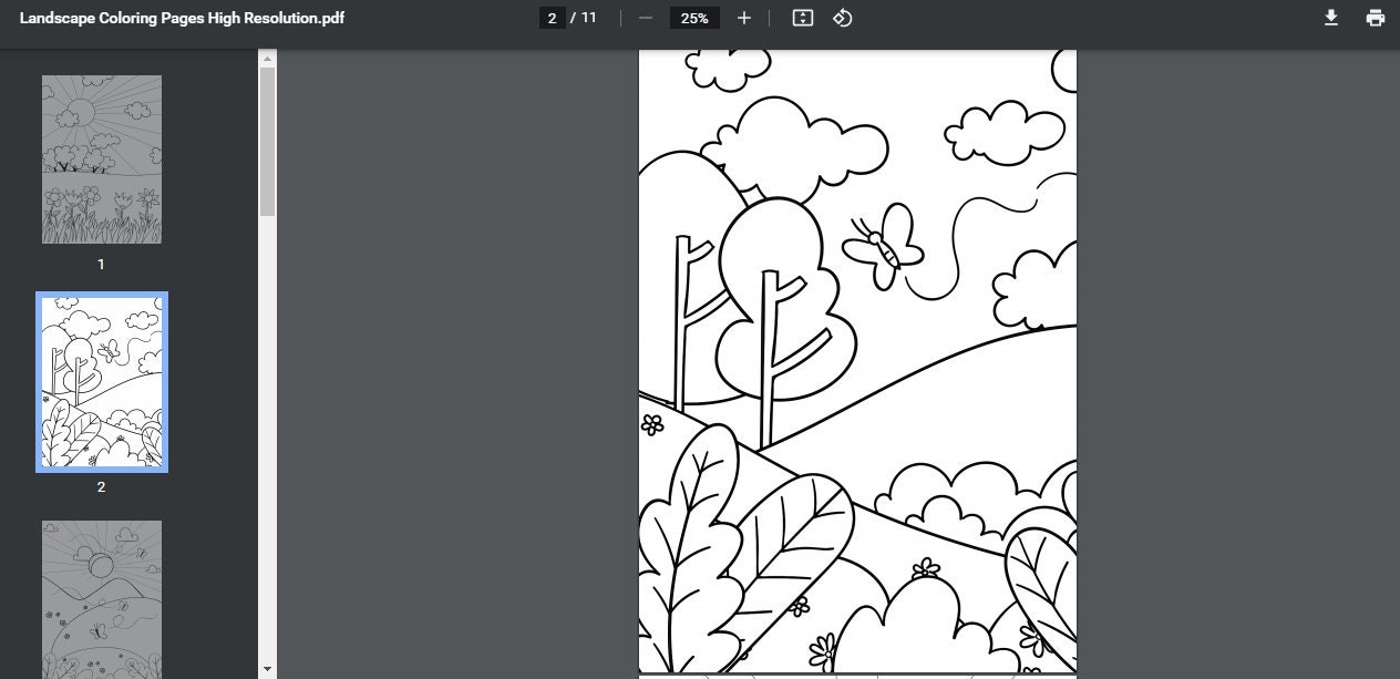 Landscape Coloring Pages Nature Coloring book Pdf Coloring | Etsy