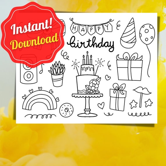 Coloring Page Birthday Happy Birtday Coloring Card Pdf