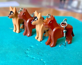 German Shepard Dog/ Wolf Earrings |  Animal Earrings | Dog Lover Jewelry | Brick Jewelry | AFOL Gift | Gotcha Day Gift