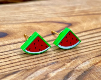 Watermelon Slice Earrings | Hypoallergenic | Fruit Earring | Mini Food Earring | Summer Barbiecore Earring | Kidcore Kawaii | Foodie Earring