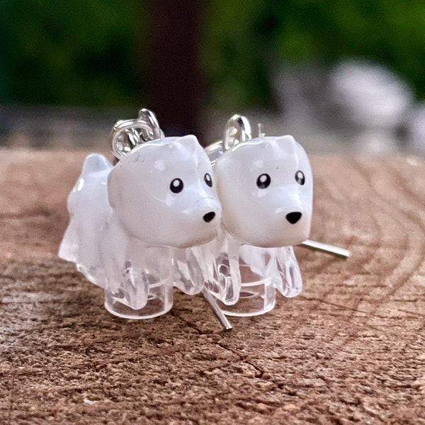 Ghost dog hidden side earrings | Spencer Earrings | Ghost Puppy Earrings | Dog Lover Jewelry | Hypoallergenic and Lightweight