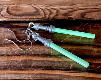 Glow in the Dark Light-Saber Earrings | Teen Girl Gift | Hypoallergenic & Lightweight | Jedi Earrings | Jedi Jewelry Gift | Stocking Stuffer