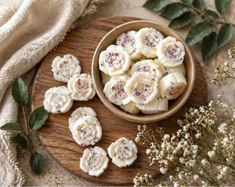 Pastillas de cera de rosa / Pastillas de cera de soja / Pastillas botánicas / Flores secas / Rosa