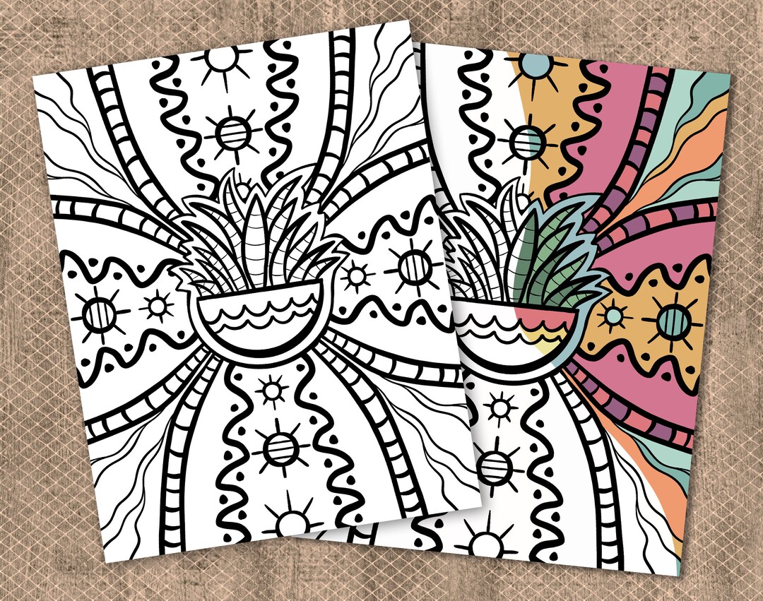 Printable Coloring Page | Desert Garden Doodle #4 | 8.5" X 11" Digital ...