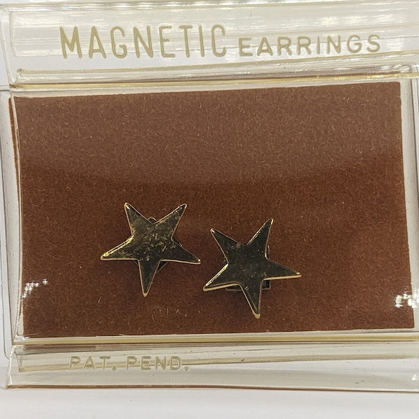 Vintage 1980s Claire's Magnetic Goldtone Star Earrings