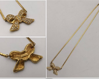 Mid-Century-Modern Vintage Monet Signed Bow Necklace