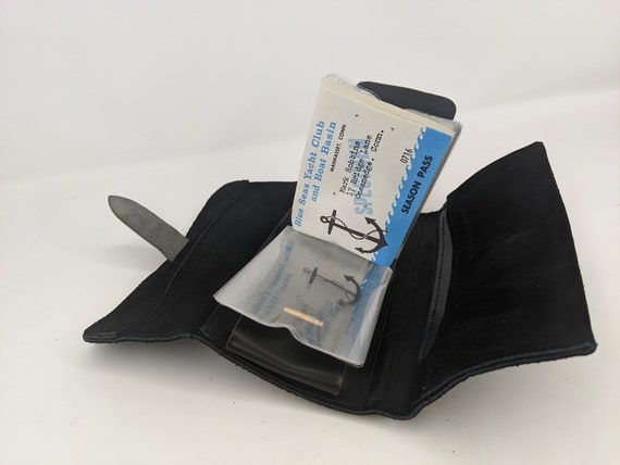 Rare Vintage 1960s Black Shag Suede Wallet | Bras… - image 3