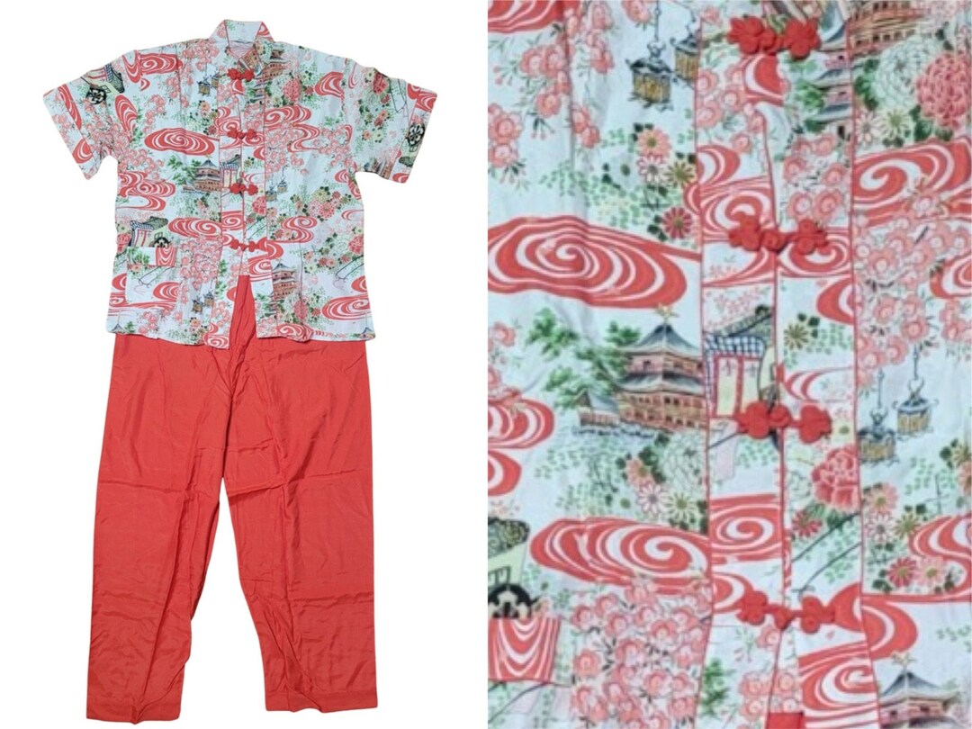 Extremely Rare 1940s Japanese Pajamashand Printed Fujiette Fabric