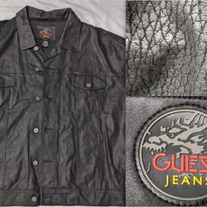 Vintage Y2K Guess Faux Snakeskin Vegan Leather Jacket Collage