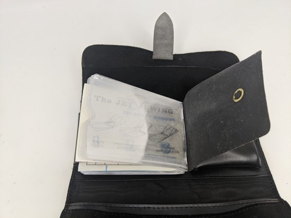 Rare Vintage 1960s Black Shag Suede Wallet | Bras… - image 8