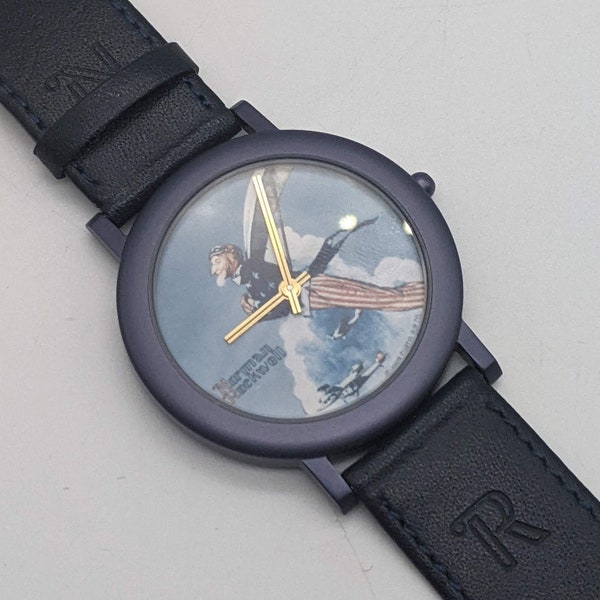 Rare 1989 Norman Rockwell Timepiece "Uncle Sam Flying" - The Norman Rockwell Collection