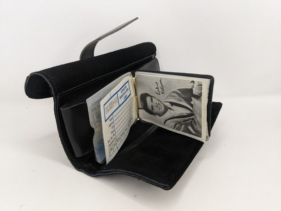 Rare Vintage 1960s Black Shag Suede Wallet | Bras… - image 6