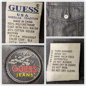 Vintage Y2K Guess Faux Snakeskin Vegan Leather Jacket Labels