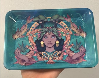 Mother Nature Rolling Tray: Hippie Art Rolling Paper Holder