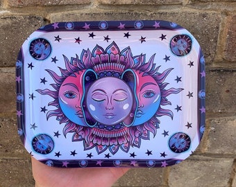 Moon and Sun Rolling Tray: Hippie Peace Design