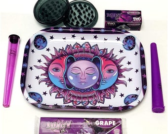 Moon and Sun Purple Roll Tray Set Plastic Hand Miller Juicy Jay Rolls Tube Storage