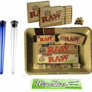 Raw Small Rolling Tray Rolling Papers RAW PreRolled Tips Holder Tube Smoking Gift Set