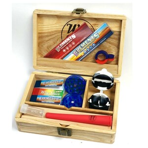 Wooden Rolling Box Set: Elements Papers, Grinder, and Storage