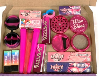 Pink Roll Set Papers / Juicy Jay Roll Papers, Plastic Tubes, Rizla Roll Papers Handmade
